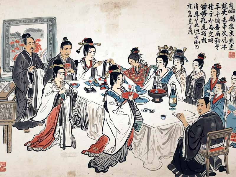 Đừng hoảng loạn! 10 mẹo dân gian trả lời cho câu hỏi gặp xui xẻo liên tục phải làm sao? 2 Ảnh minh hoạ buổi đại tiệc các quan đang xem múa hát